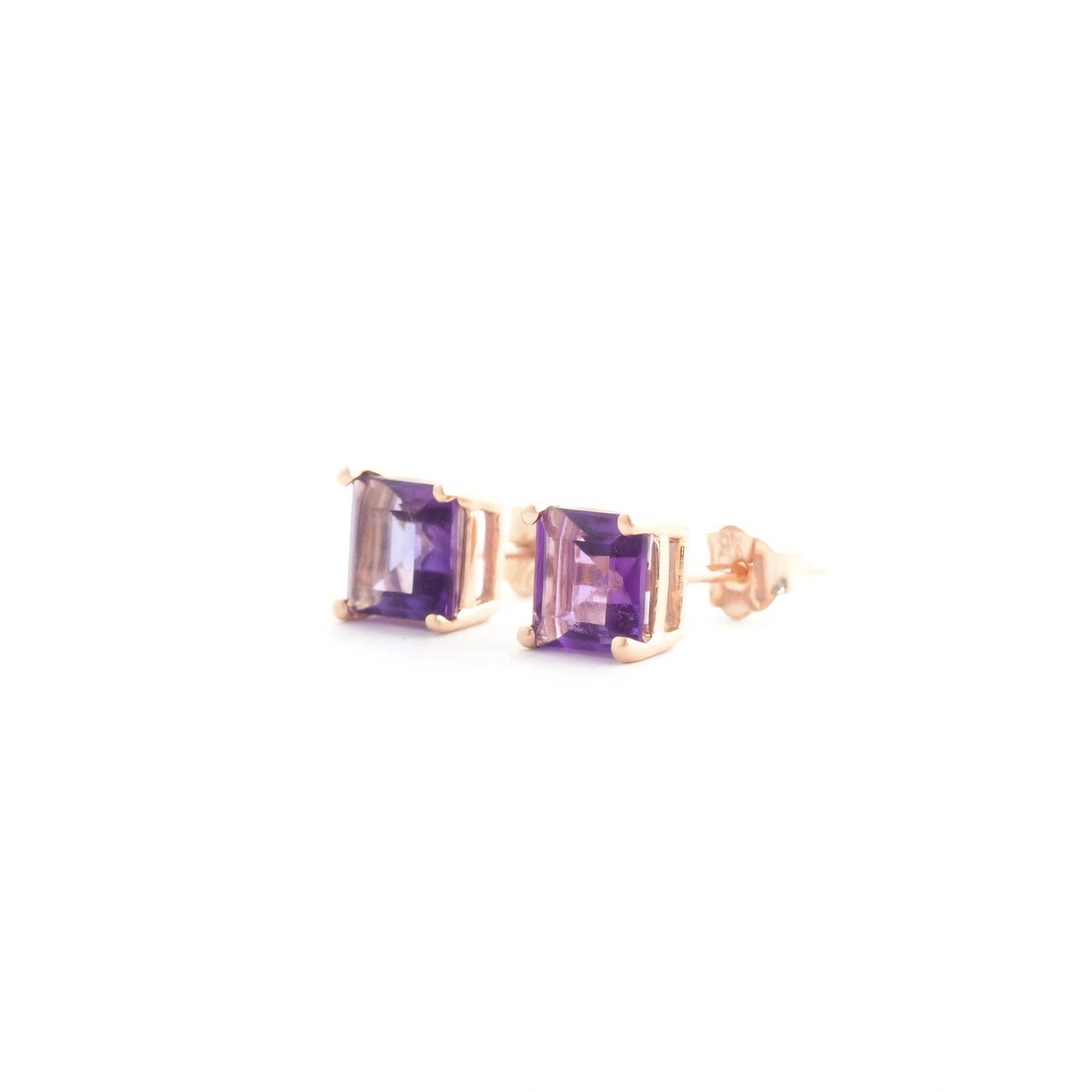 Rose Gold Earrings Amethyst 10K — Artemisia