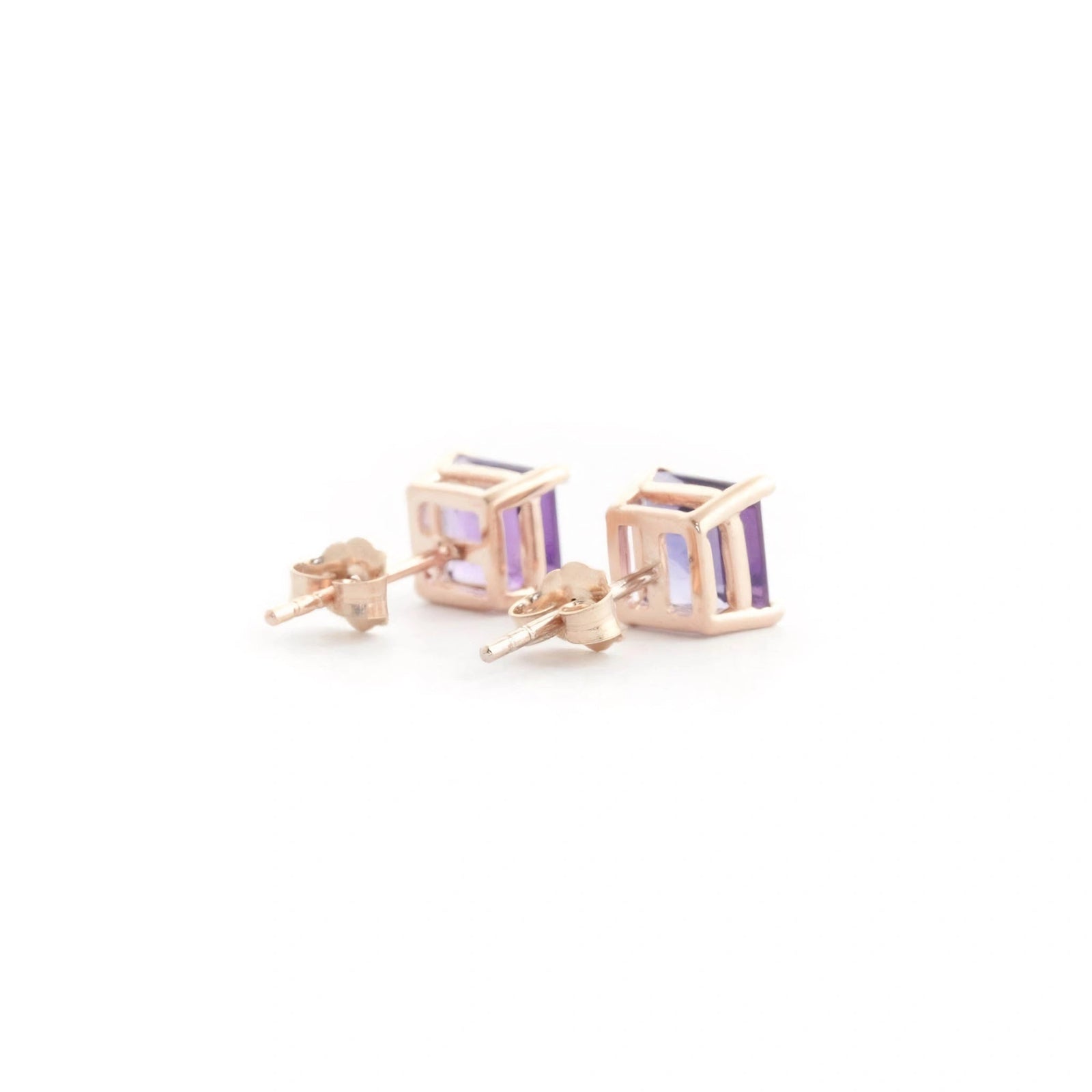 Rose Gold Earrings Amethyst 10K — Artemisia