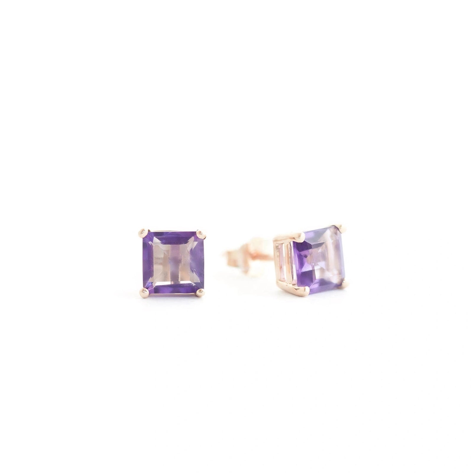 Rose Gold Earrings Amethyst 10K — Artemisia