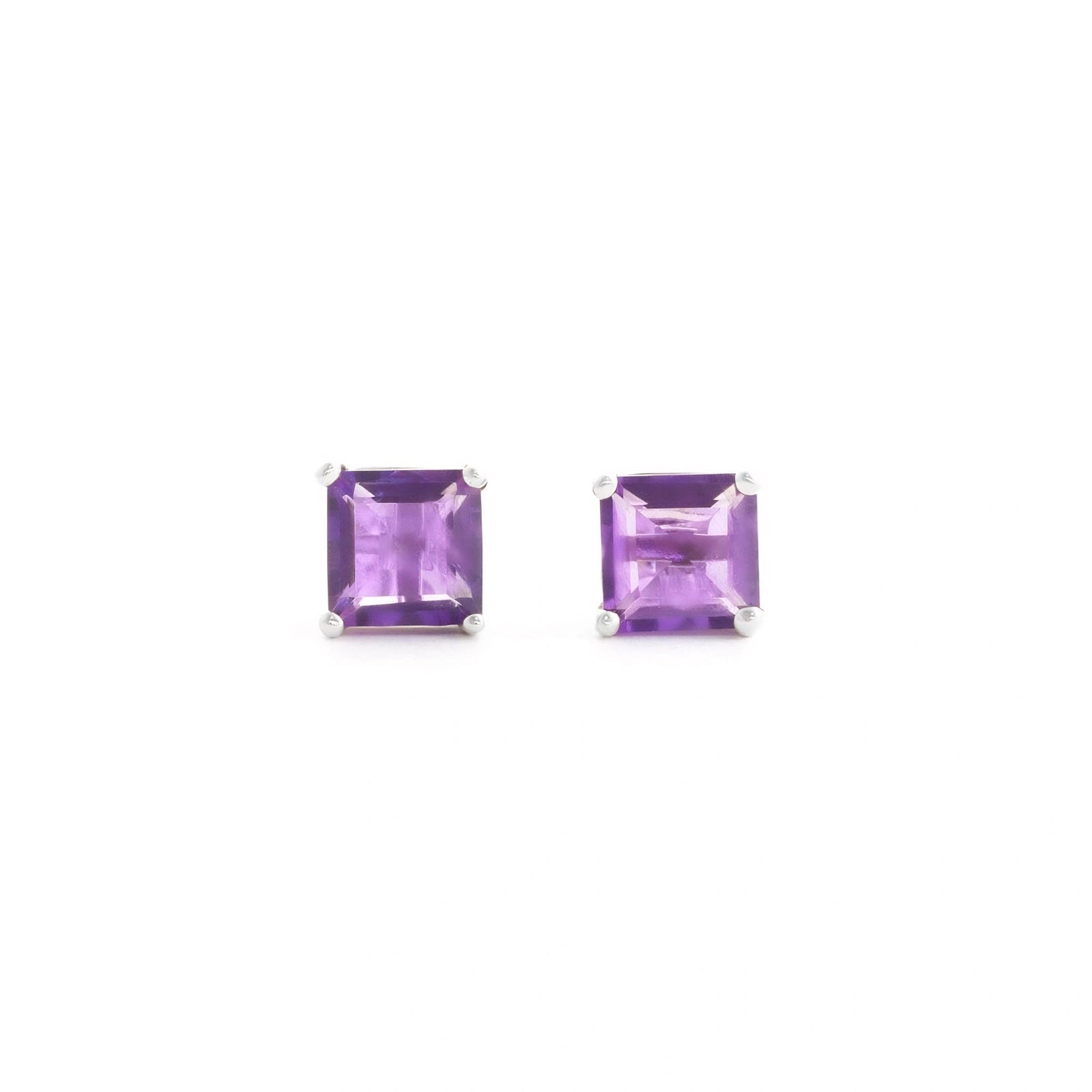 White Gold Earrings Amethyst 10K — Artemisia
