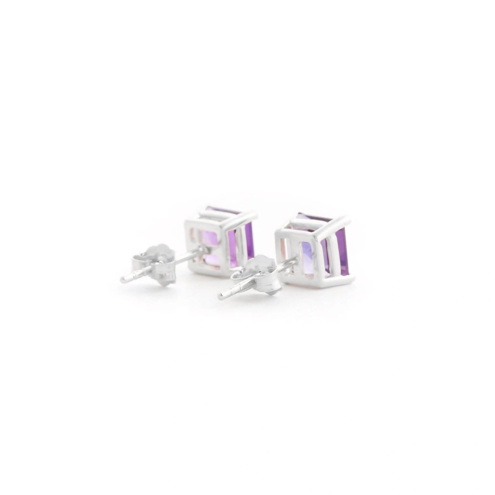 White Gold Earrings Amethyst 10K — Artemisia