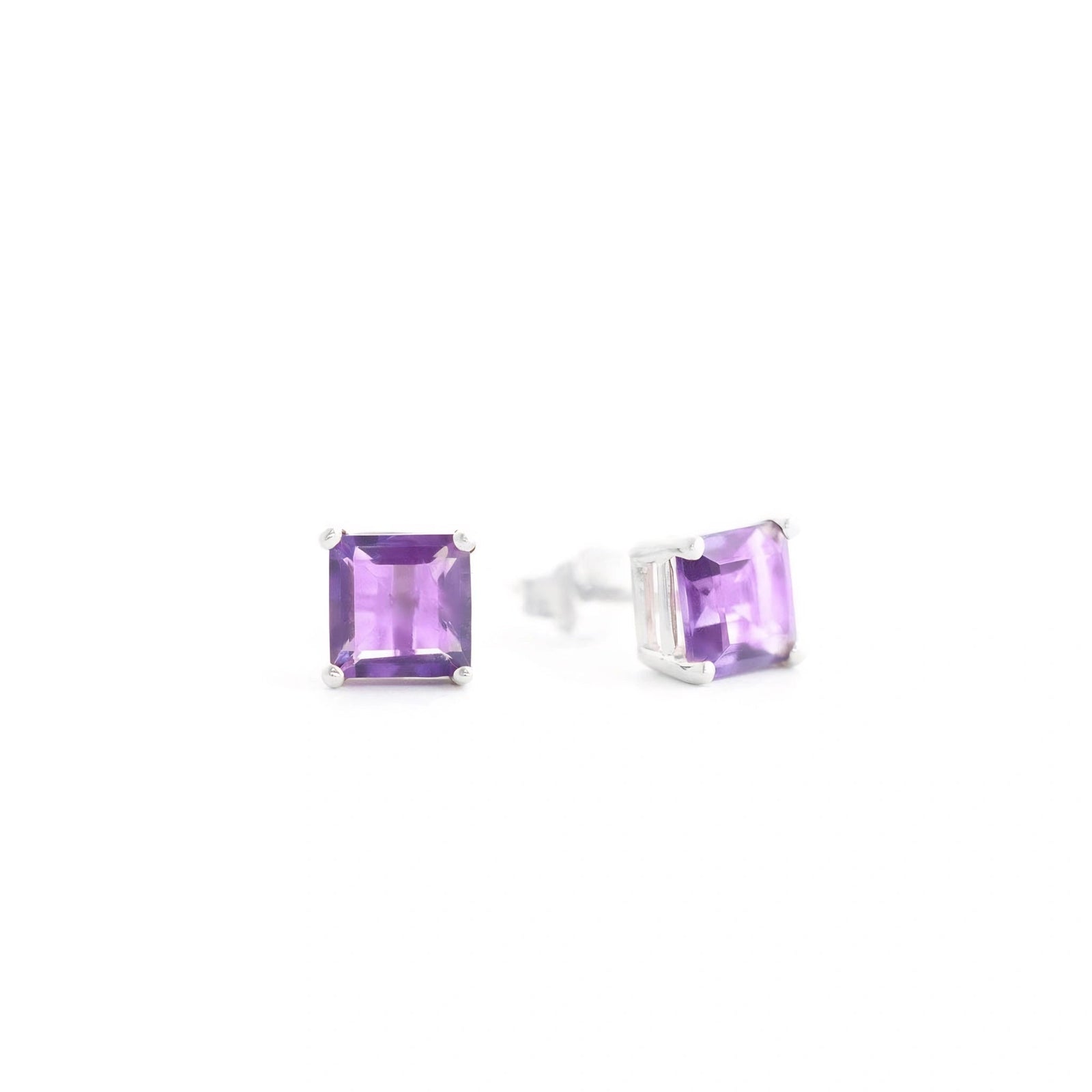 White Gold Earrings Amethyst 10K — Artemisia