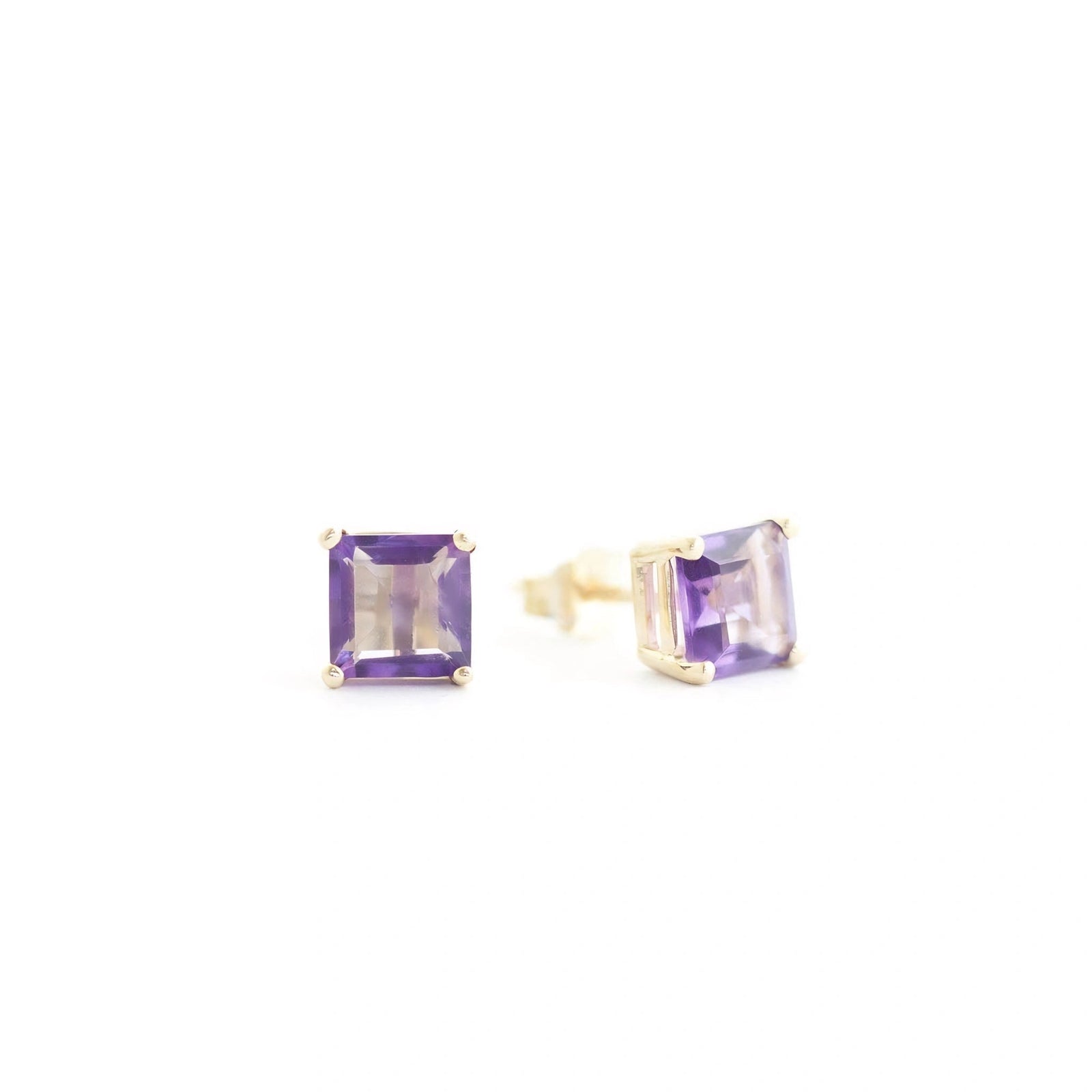 Yellow Gold Earrings Amethyst 10K — Artemisia
