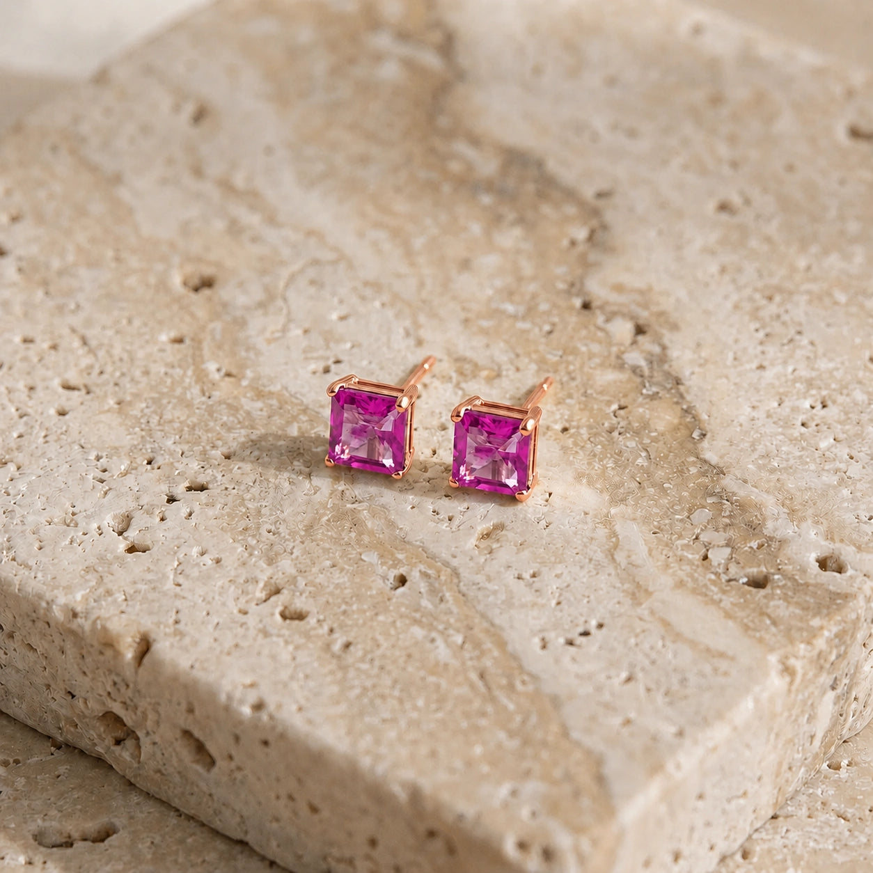 Rose Gold Earrings Pink Topaz 10K — Artemisia