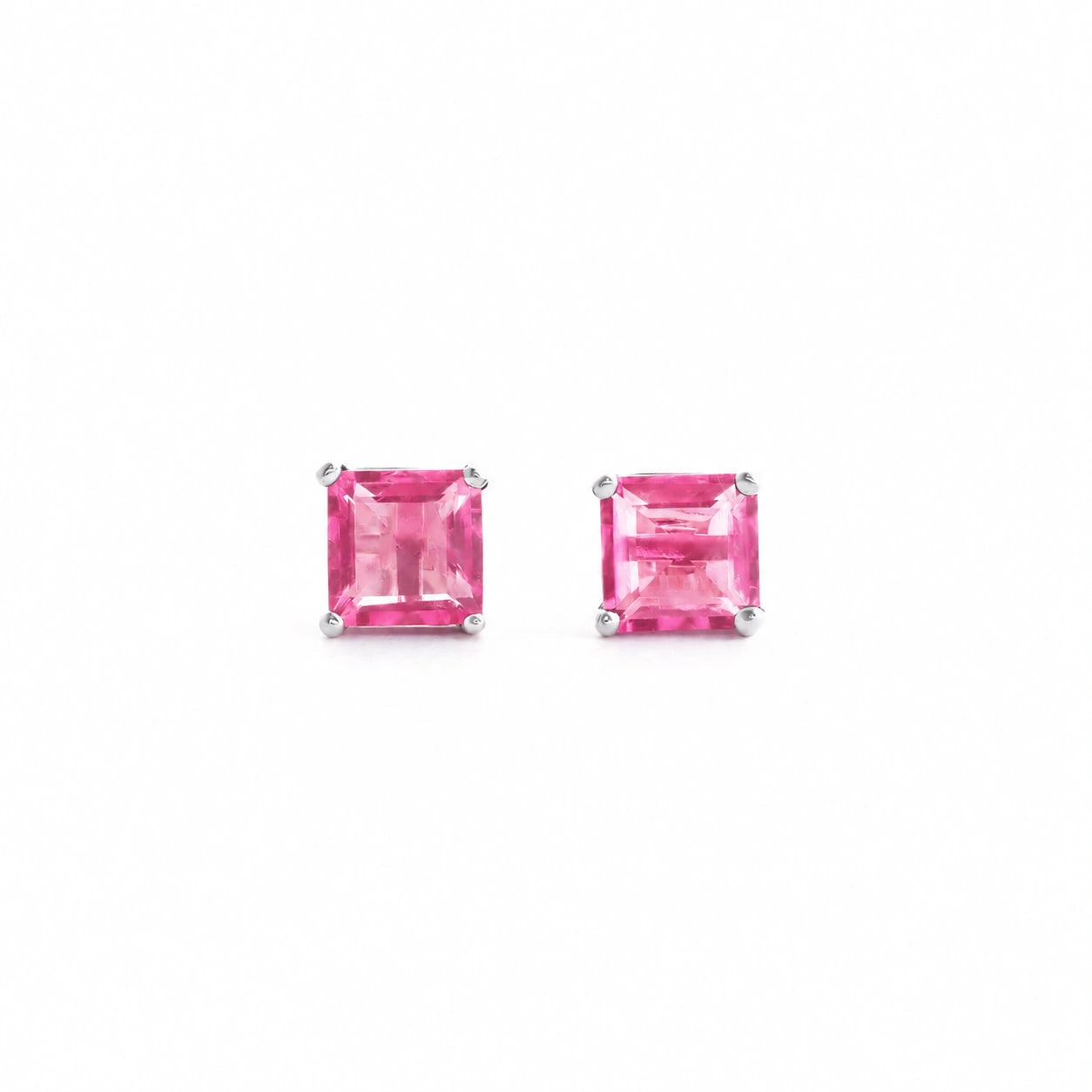 White Gold Earrings Pink Topaz 10K — Artemisia