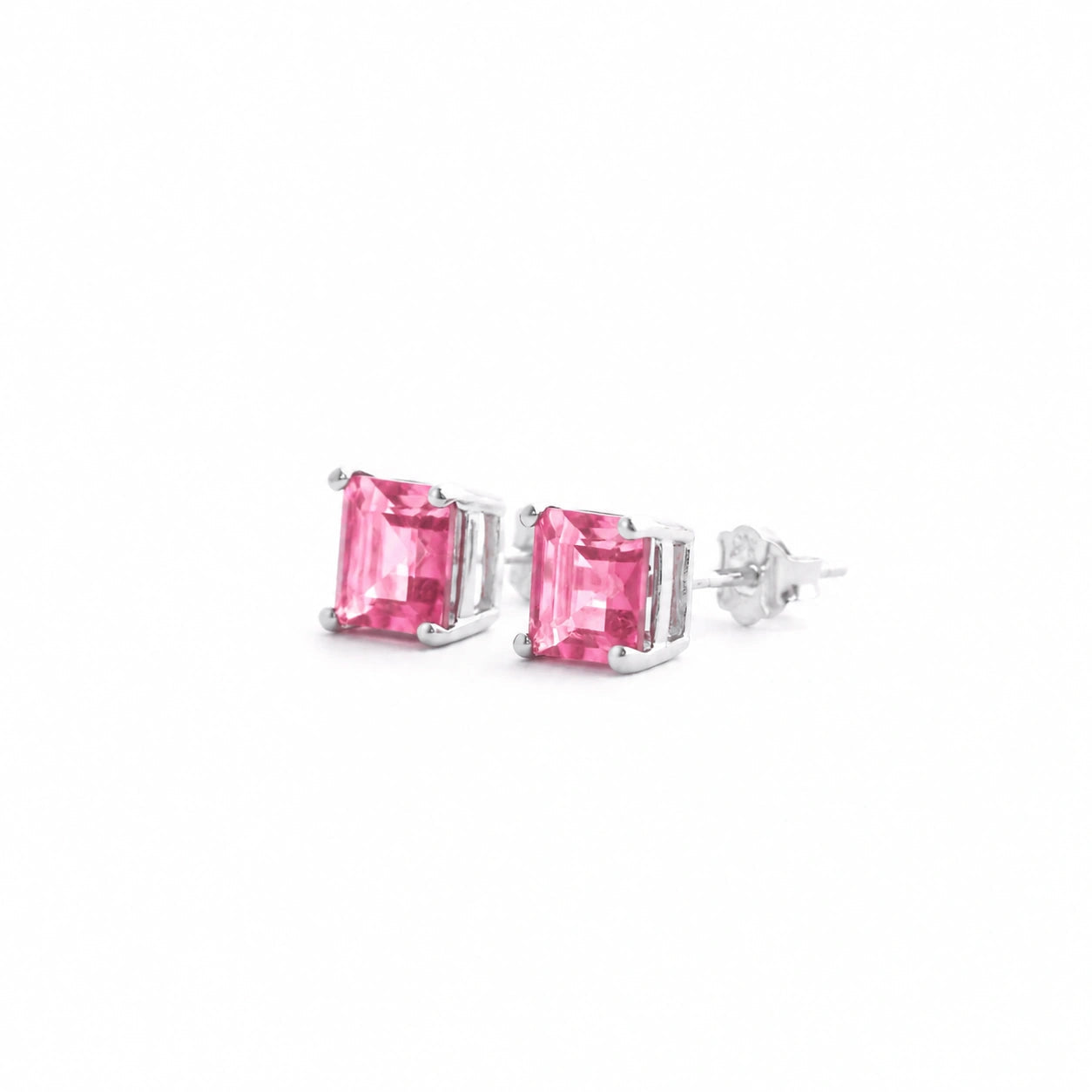 White Gold Earrings Pink Topaz 10K — Artemisia