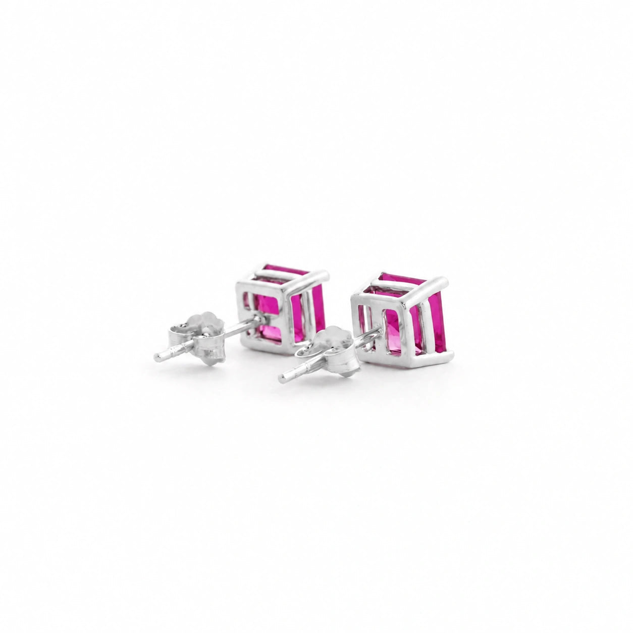 White Gold Earrings Pink Topaz 10K — Artemisia