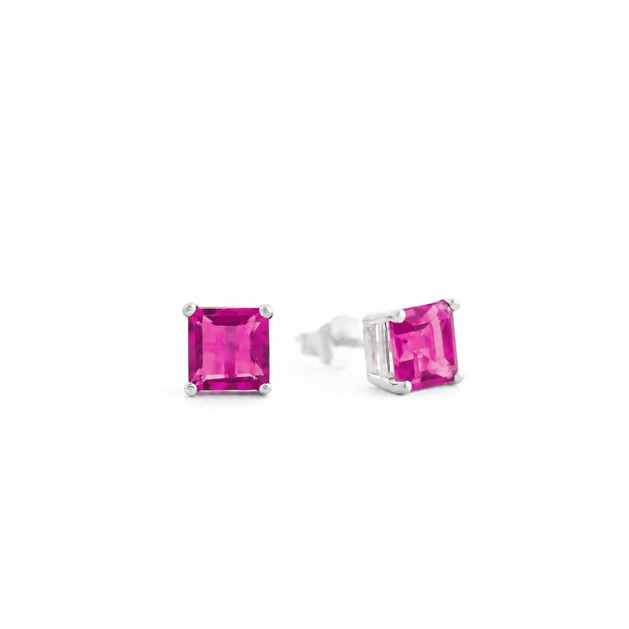 White Gold Earrings Pink Topaz 10K — Artemisia