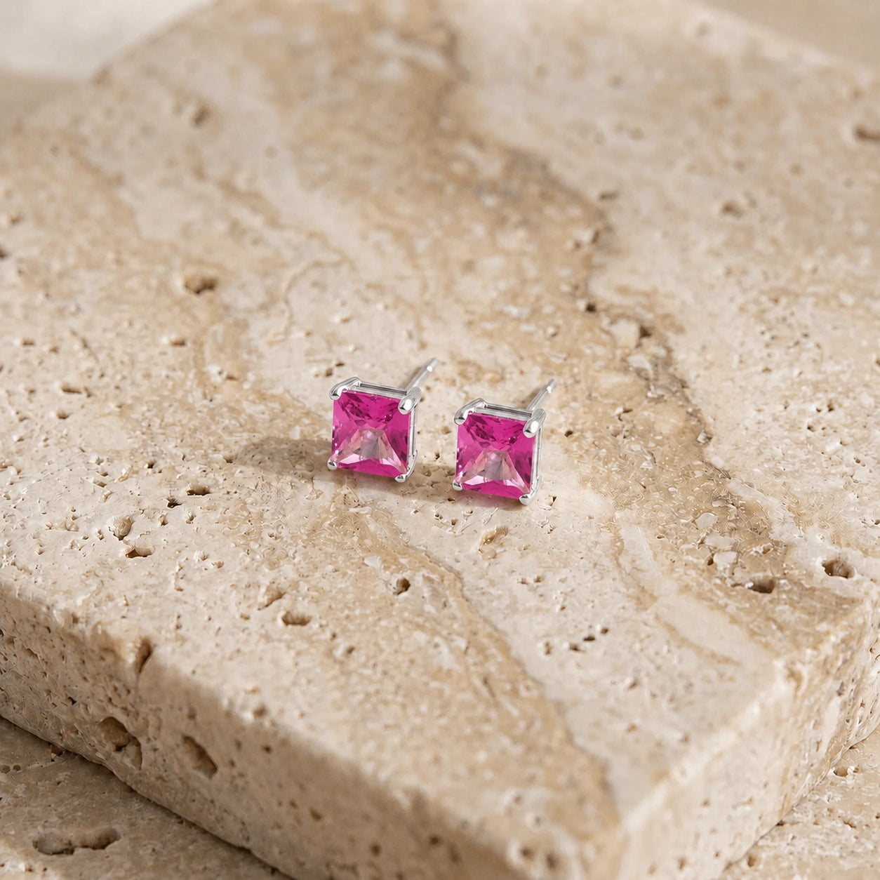 White Gold Earrings Pink Topaz 10K — Artemisia