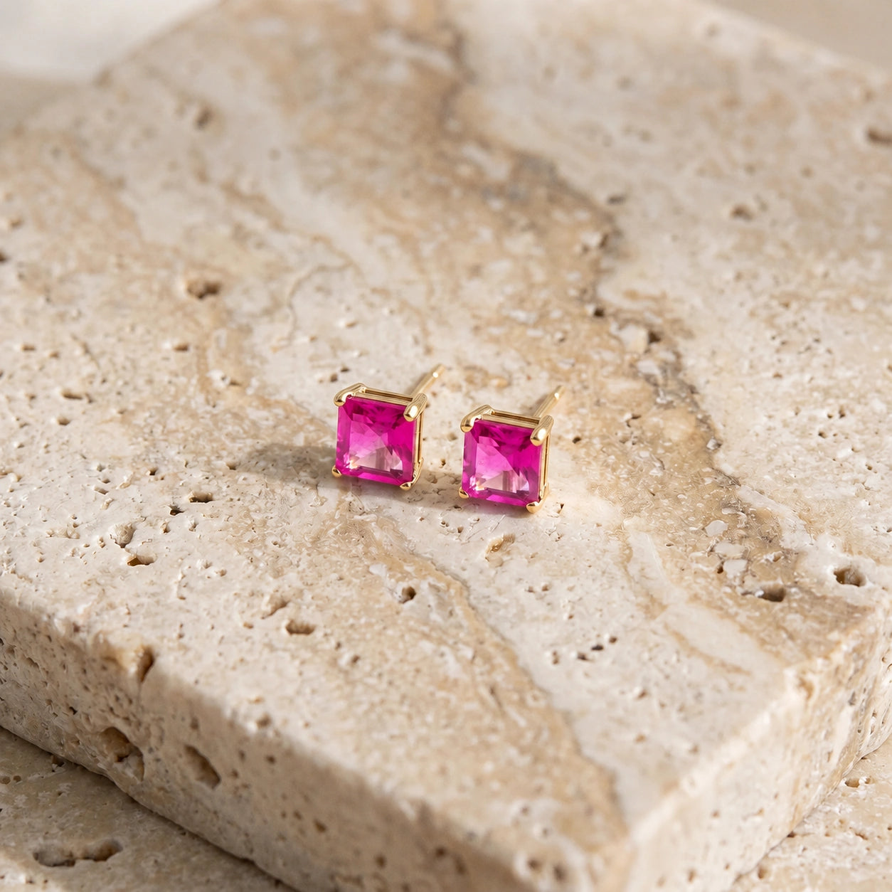 Yellow Gold Earrings Pink Topaz 10K — Artemisia