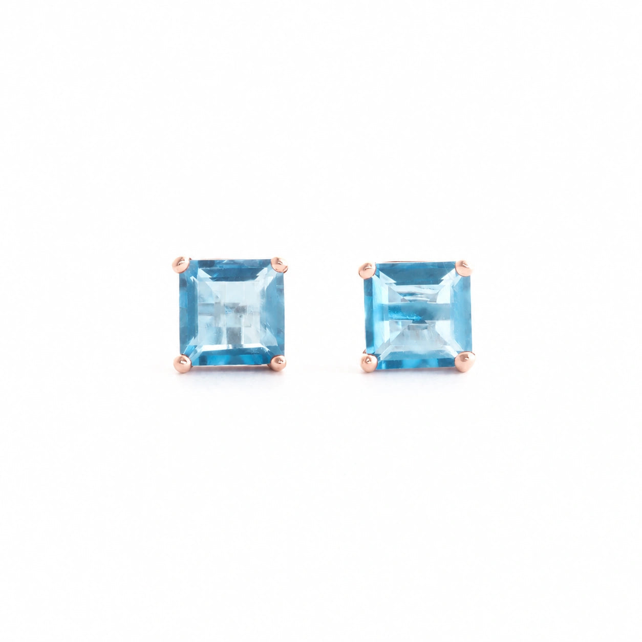 Rose Gold Earrings Blue Topaz 10K — Artemisia