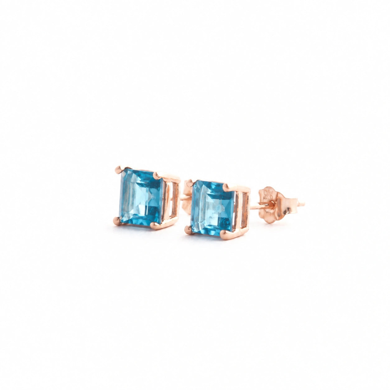Rose Gold Earrings Blue Topaz 10K — Artemisia