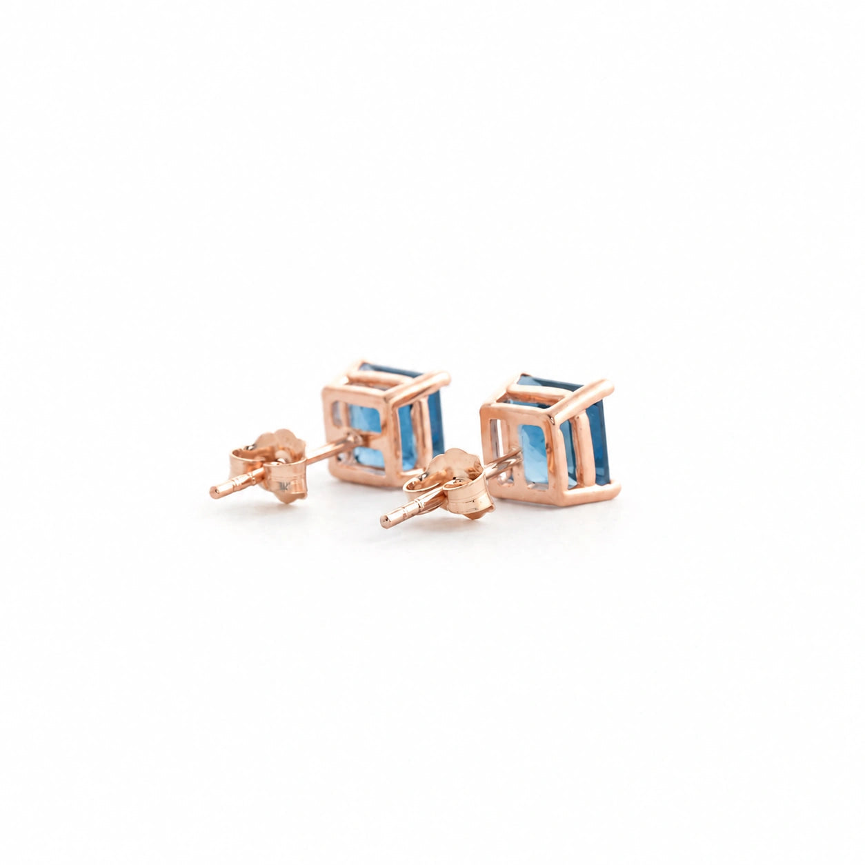 Rose Gold Earrings Blue Topaz 10K — Artemisia