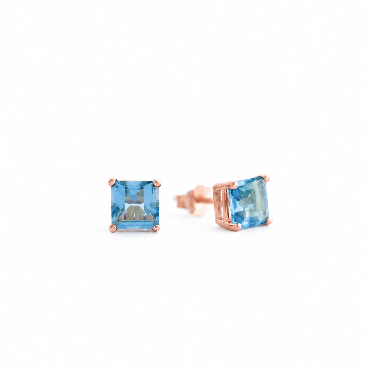 Rose Gold Earrings Blue Topaz 10K — Artemisia