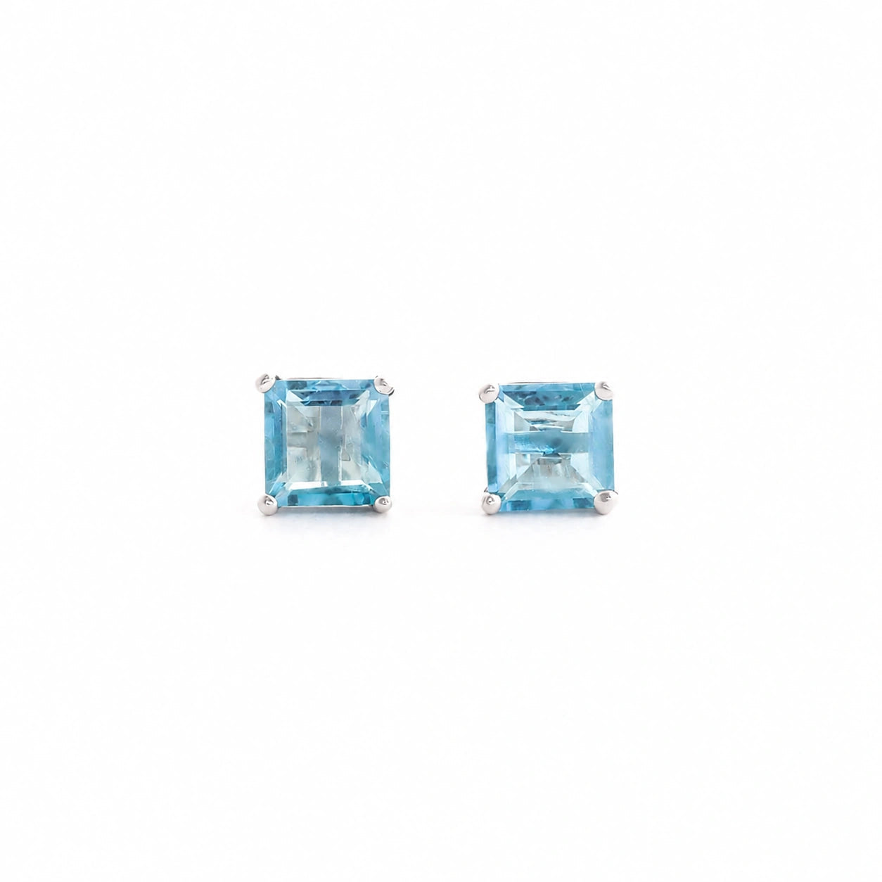 White Gold Earrings Blue Topaz 10K — Artemisia