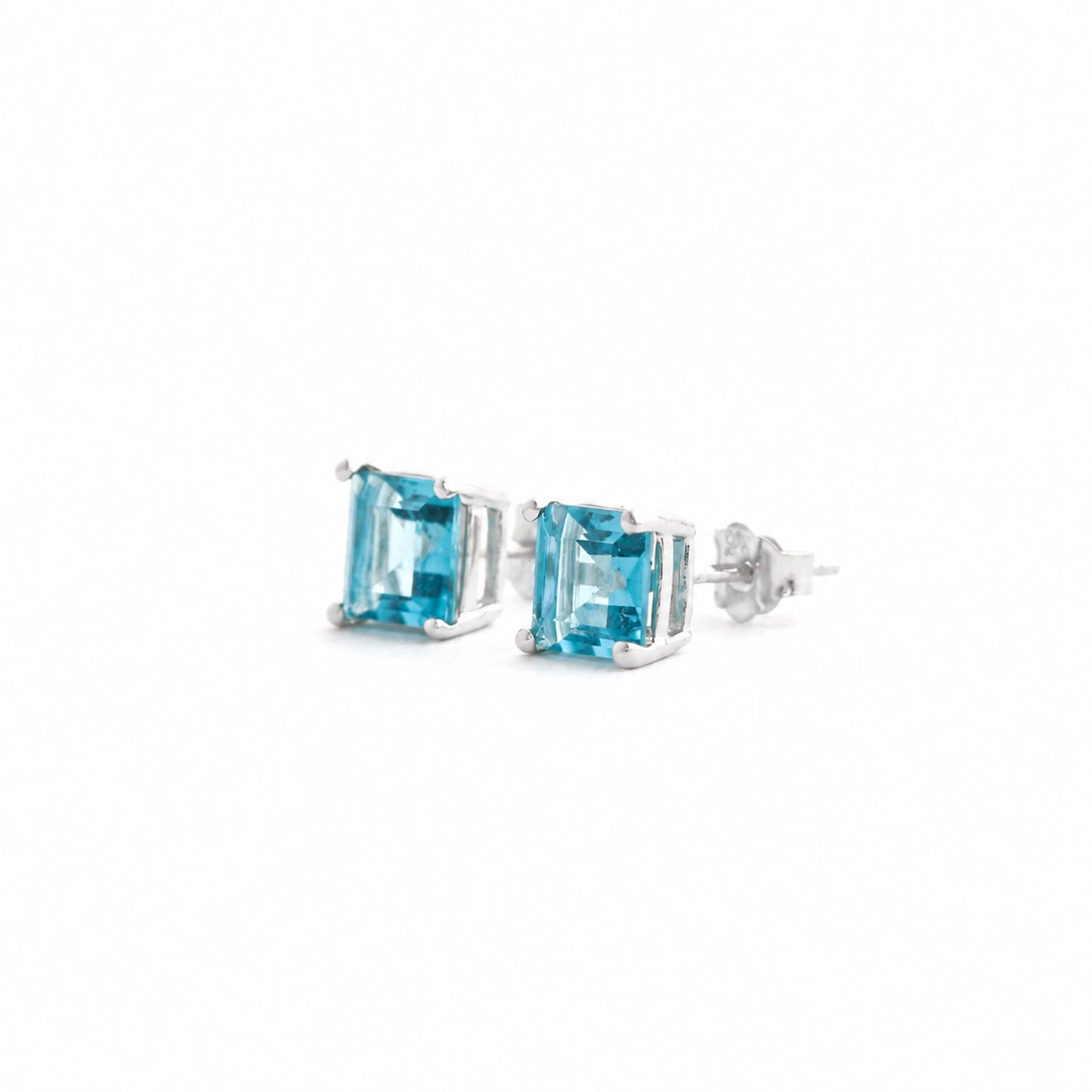 White Gold Earrings Blue Topaz 10K — Artemisia