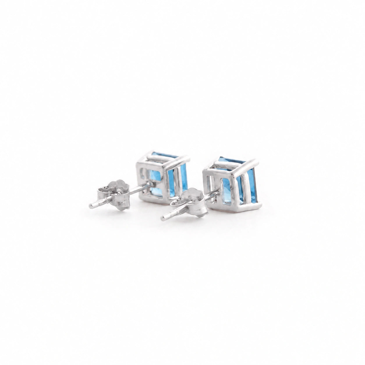 White Gold Earrings Blue Topaz 10K — Artemisia