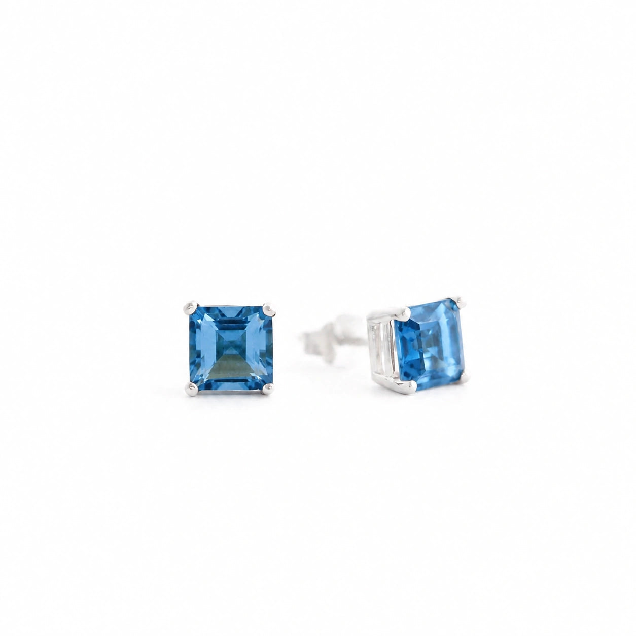 White Gold Earrings Blue Topaz 10K — Artemisia