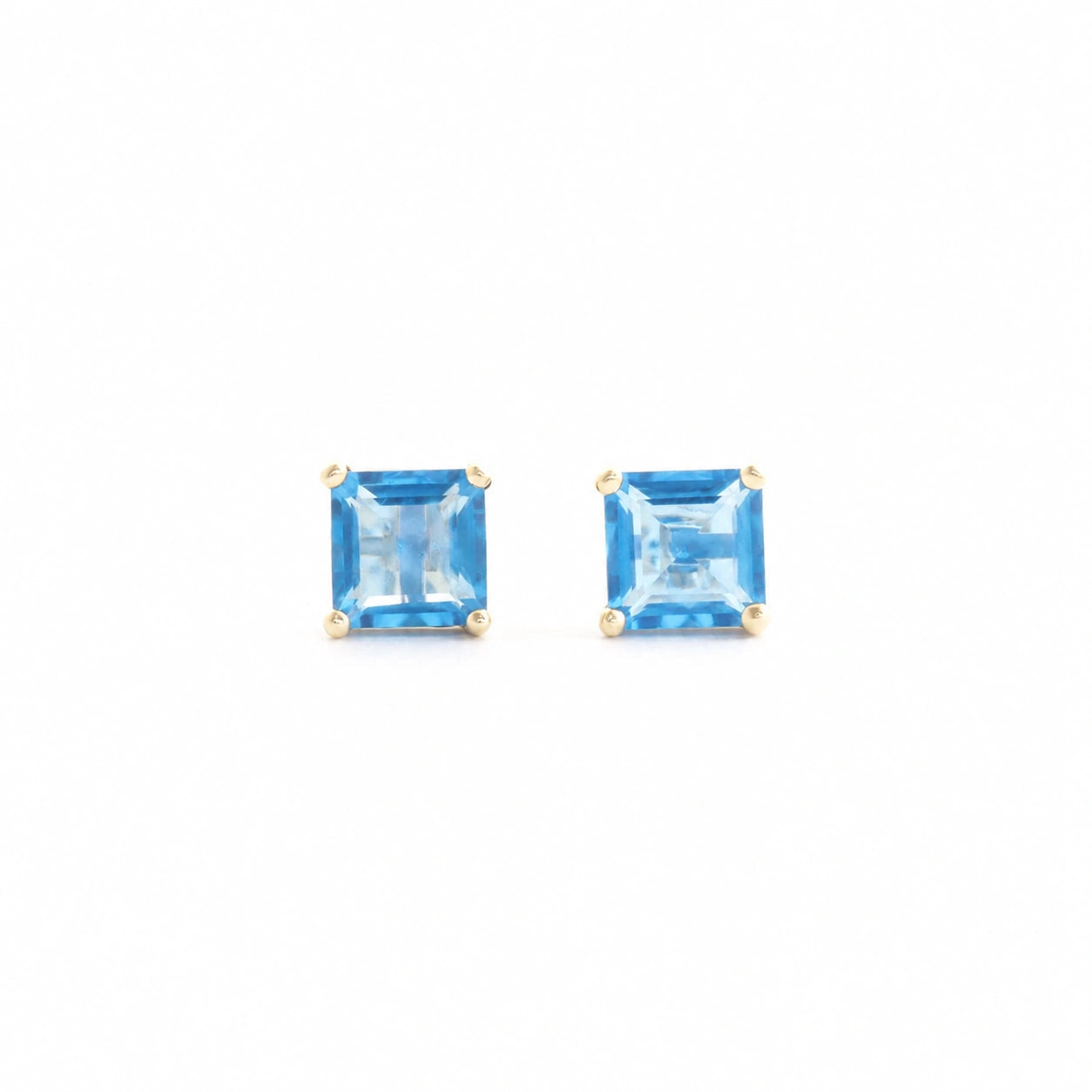 Yellow Gold Earrings Blue Topaz 10K — Artemisia