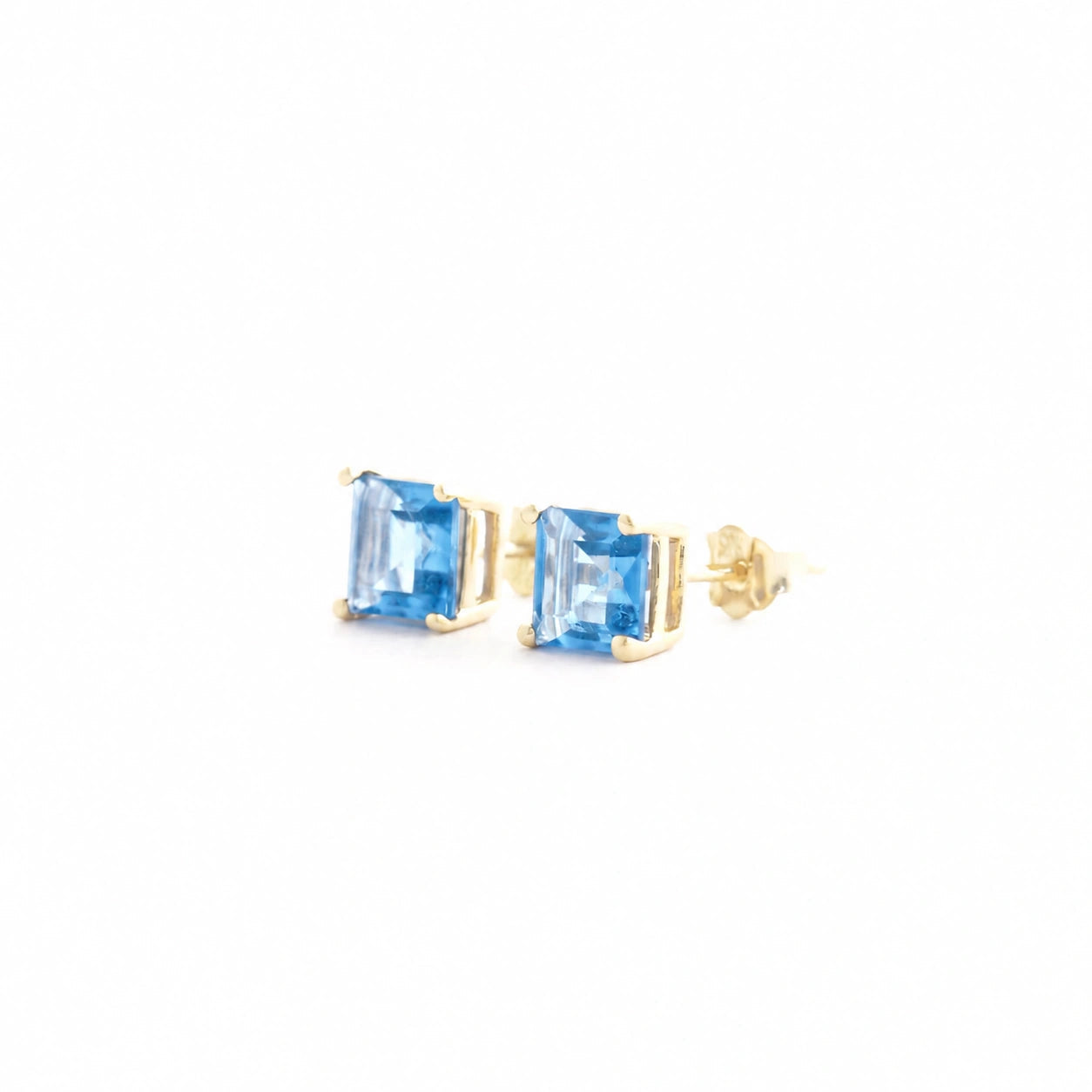 Yellow Gold Earrings Blue Topaz 10K — Artemisia