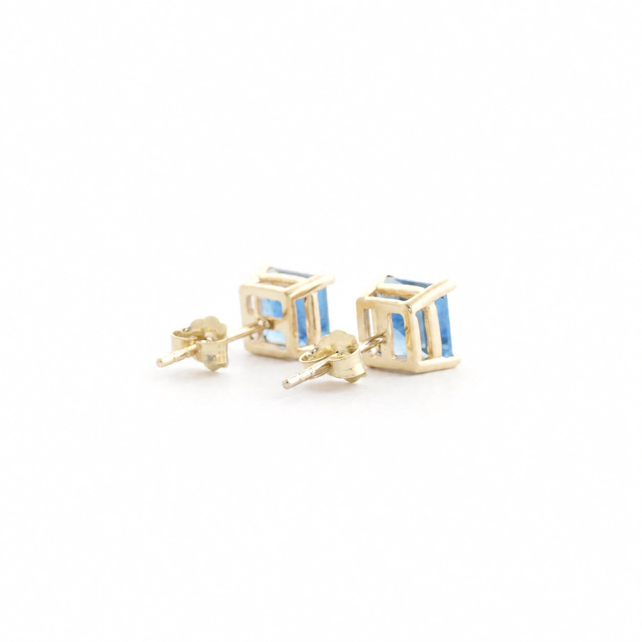 Yellow Gold Earrings Blue Topaz 10K — Artemisia