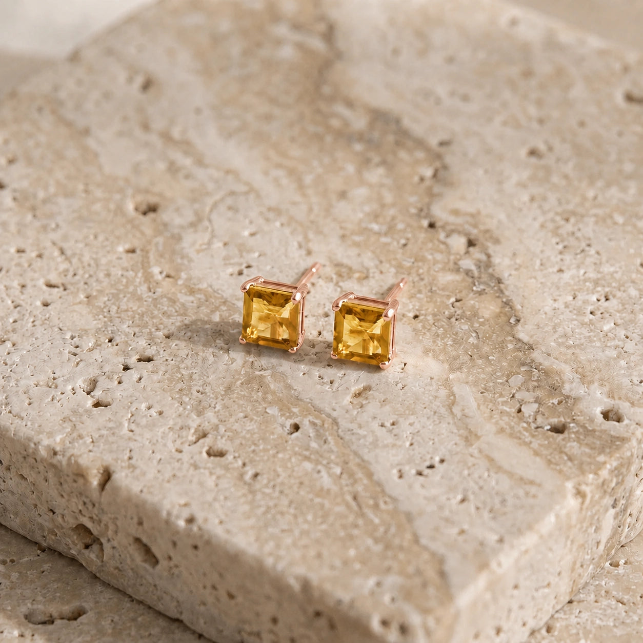 Rose Gold Earrings Citrine 10K — Artemisia