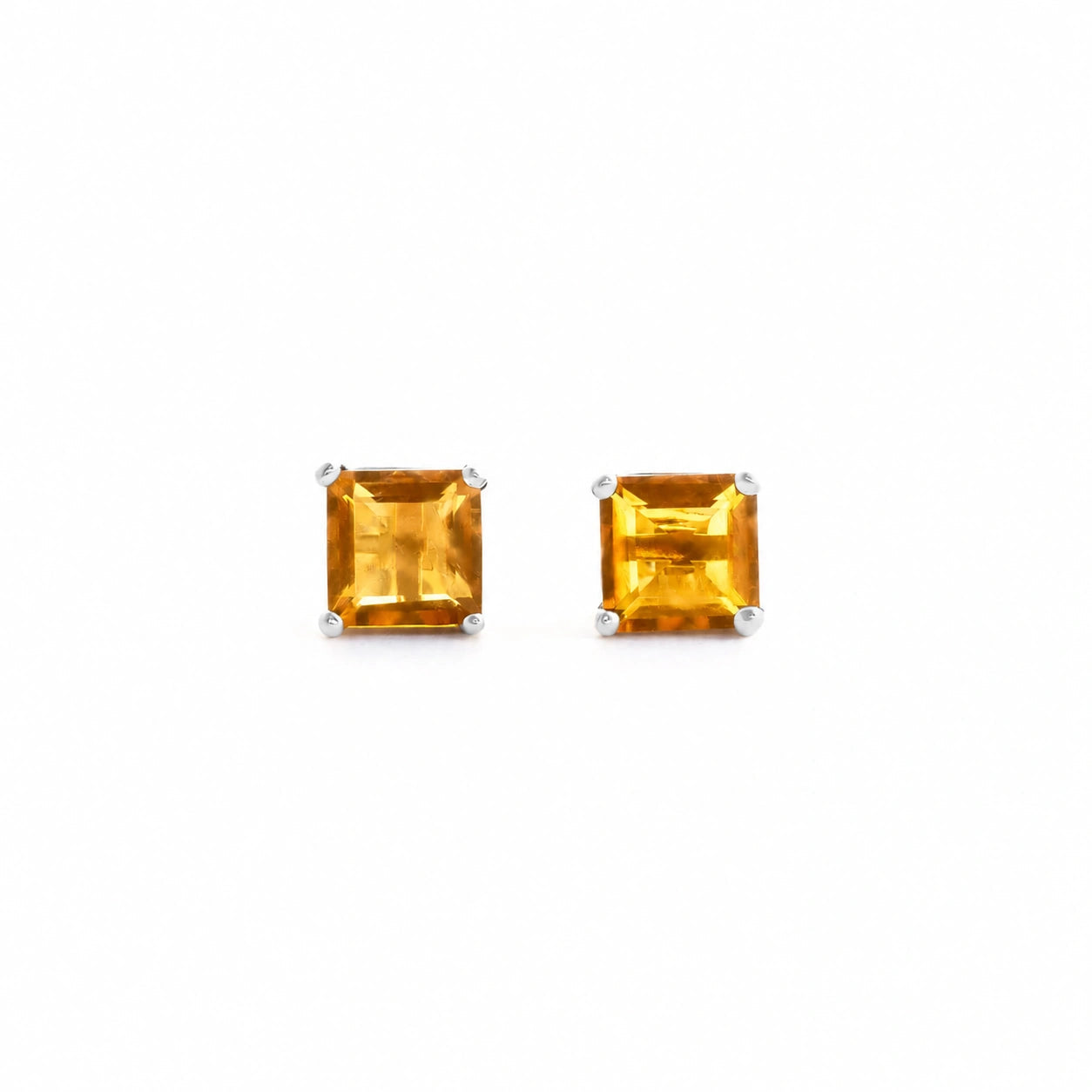 White Gold Earrings Citrine 10K — Artemisia