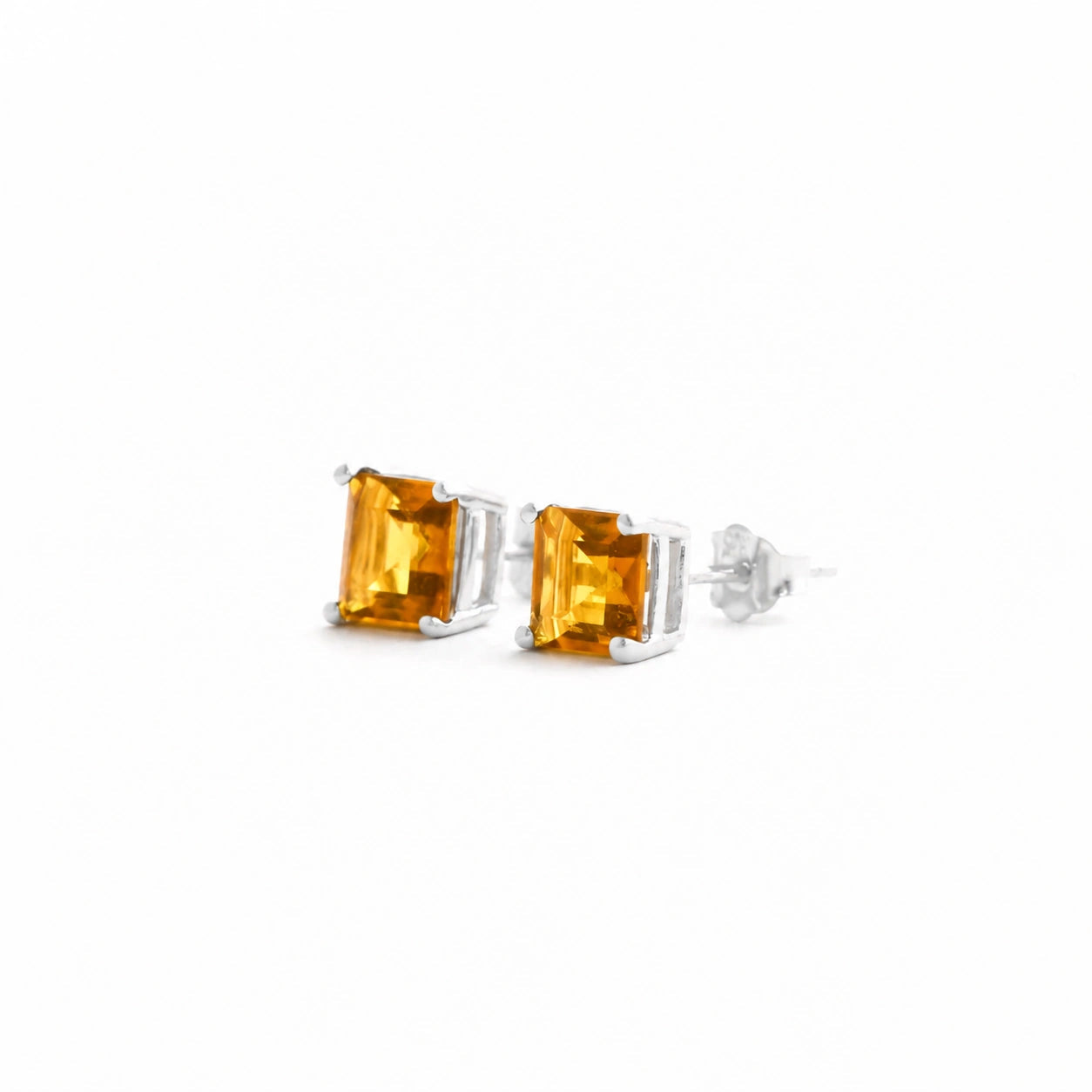 White Gold Earrings Citrine 10K — Artemisia