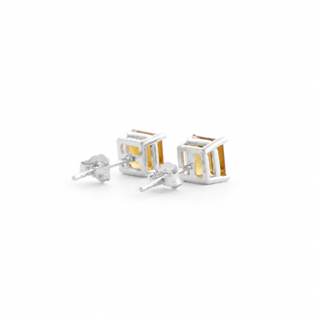 White Gold Earrings Citrine 10K — Artemisia