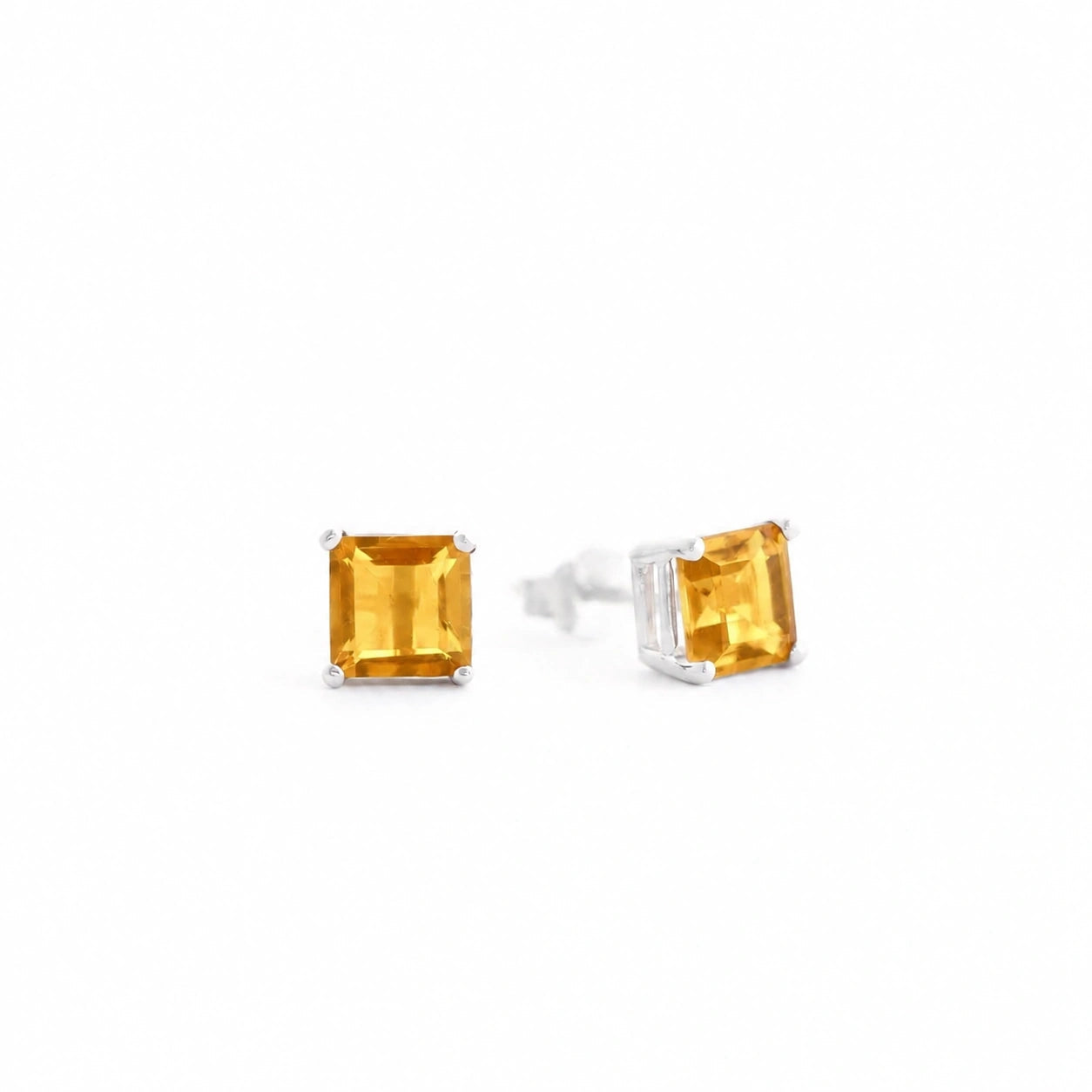 White Gold Earrings Citrine 10K — Artemisia