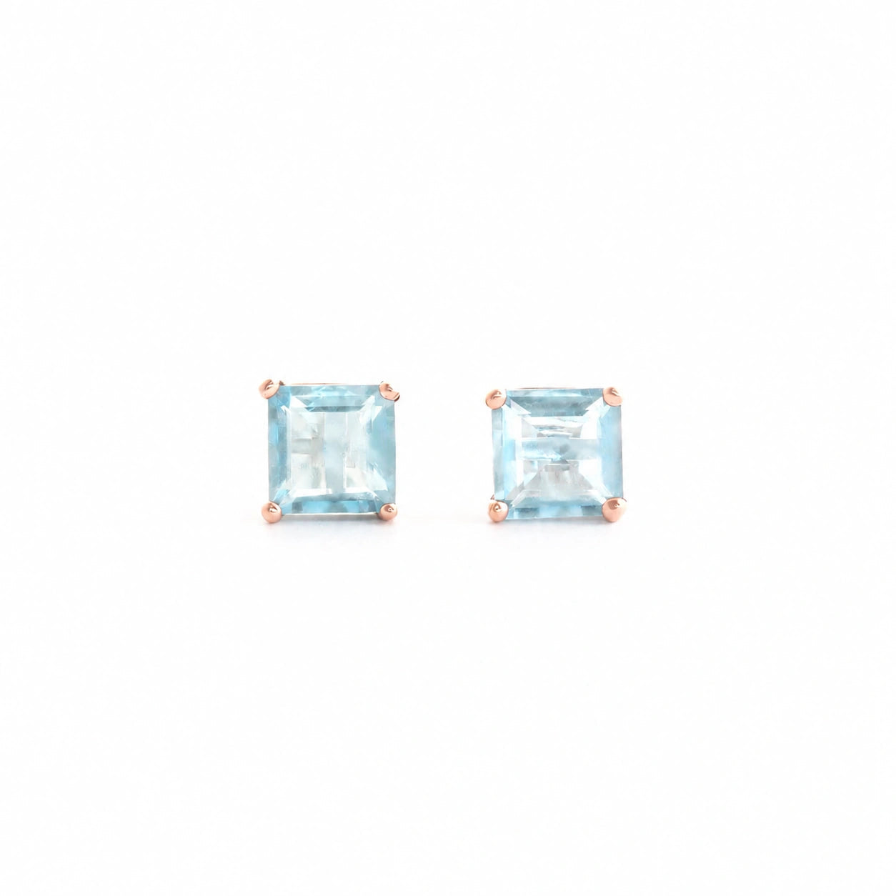 Rose Gold Earrings Aquamarine 10K — Artemisia