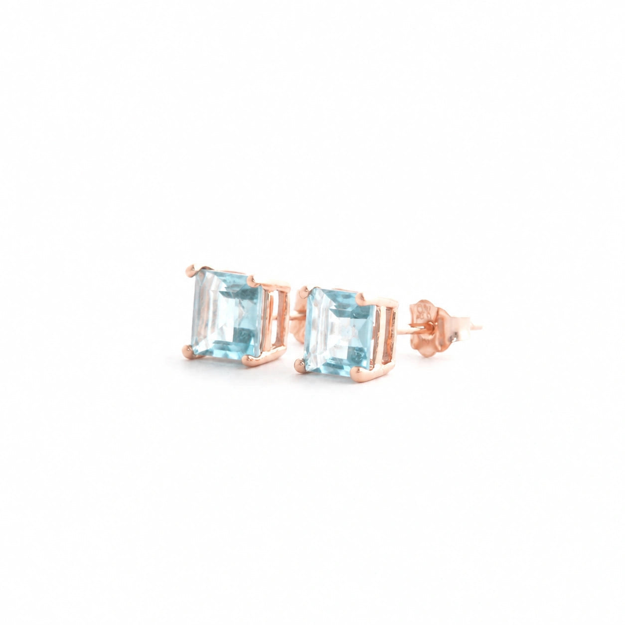 Rose Gold Earrings Aquamarine 10K — Artemisia