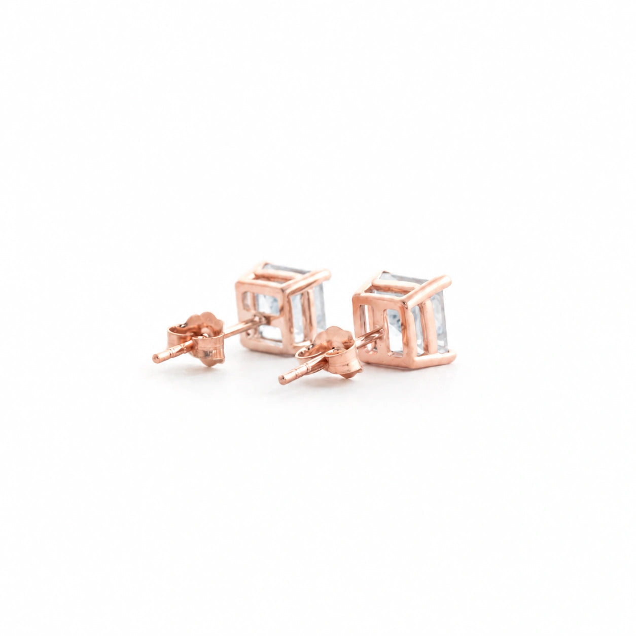 Rose Gold Earrings Aquamarine 10K — Artemisia