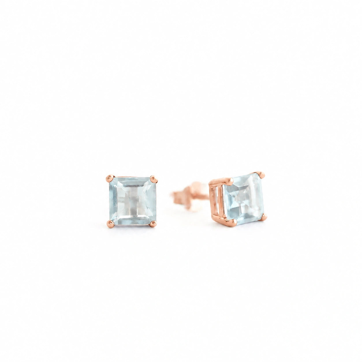 Rose Gold Earrings Aquamarine 10K — Artemisia