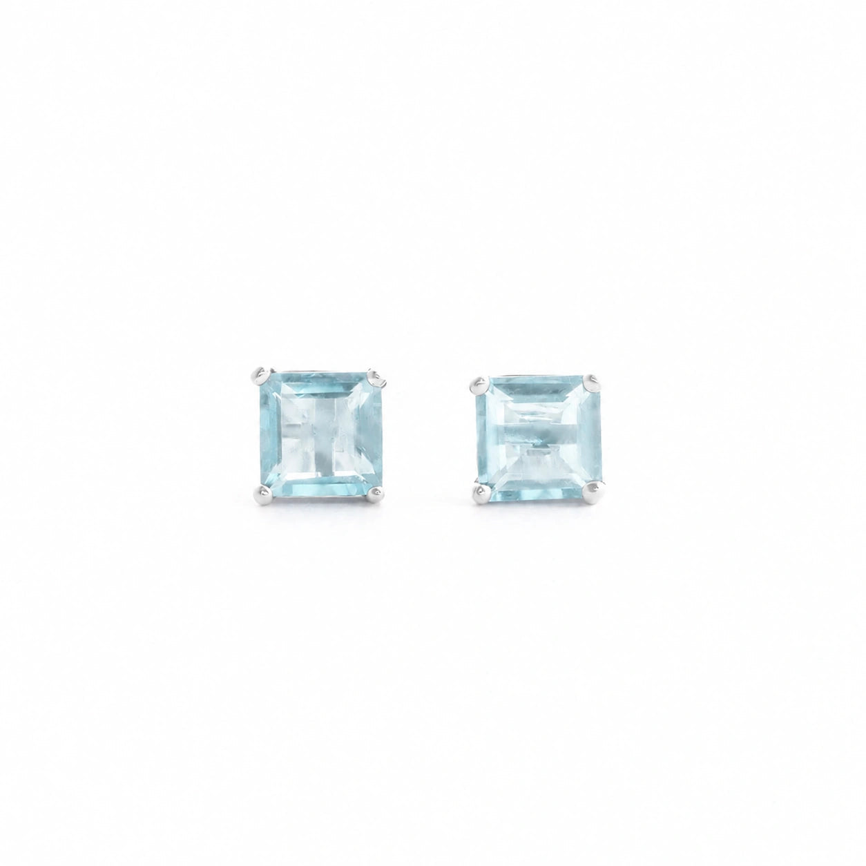 White Gold Earrings Aquamarine 10K — Artemisia
