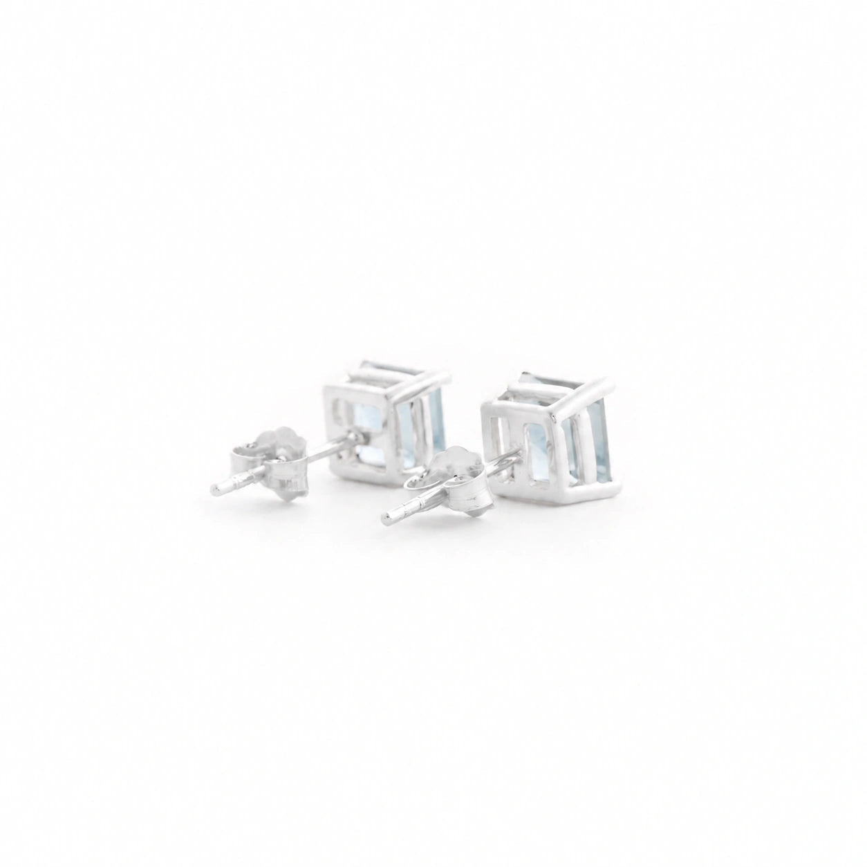 White Gold Earrings Aquamarine 10K — Artemisia