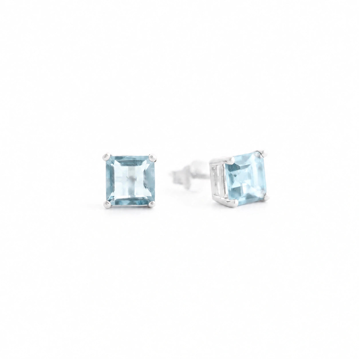 White Gold Earrings Aquamarine 10K — Artemisia
