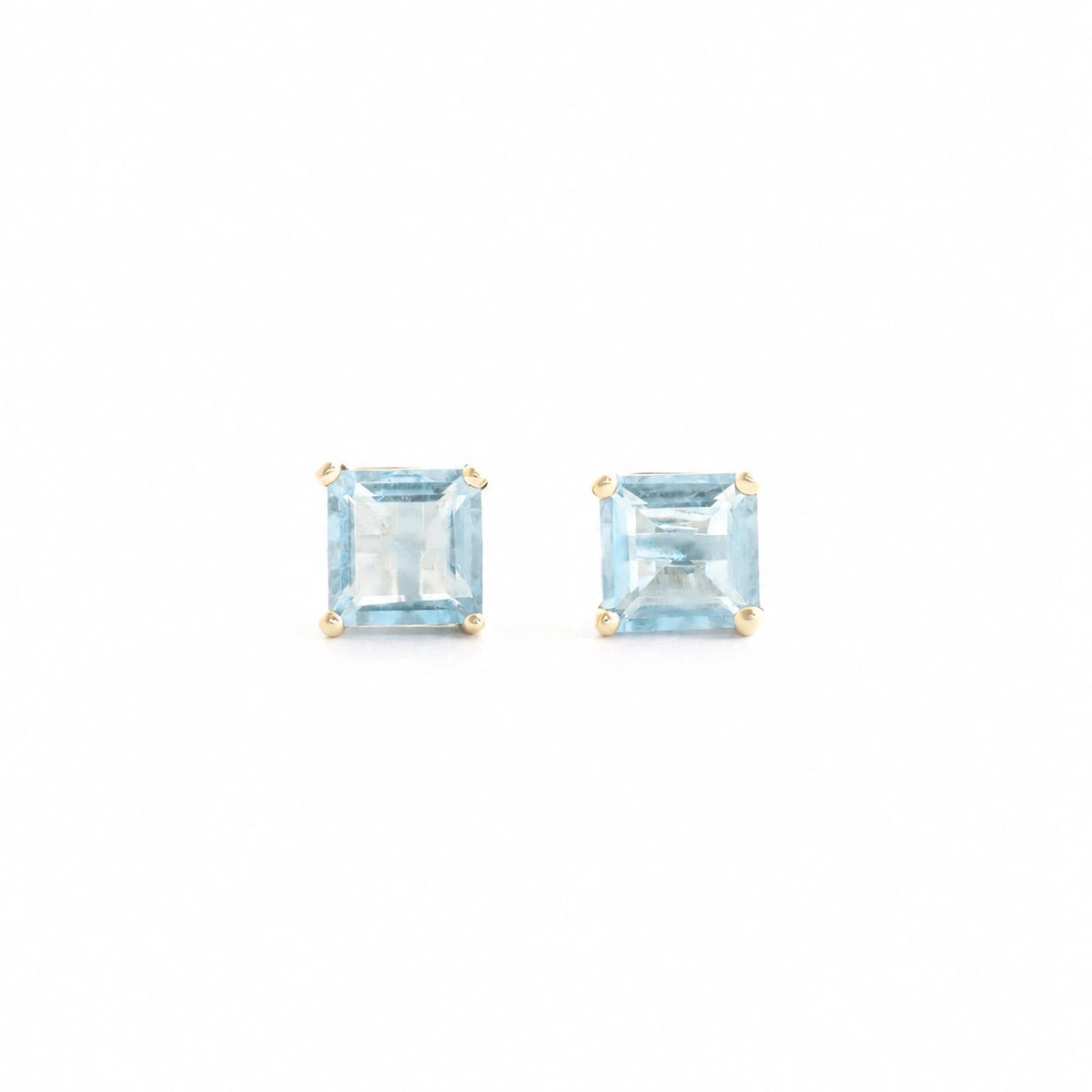 Yellow Gold Earrings Aquamarine 10K — Artemisia