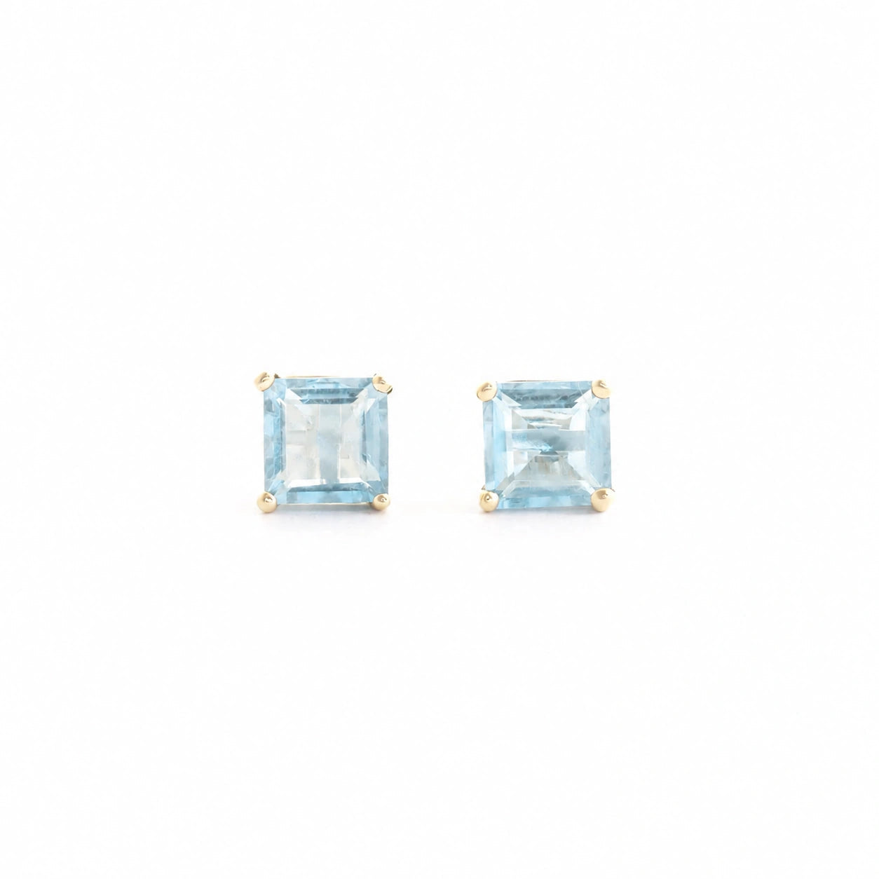 Yellow Gold Earrings Aquamarine 10K — Artemisia