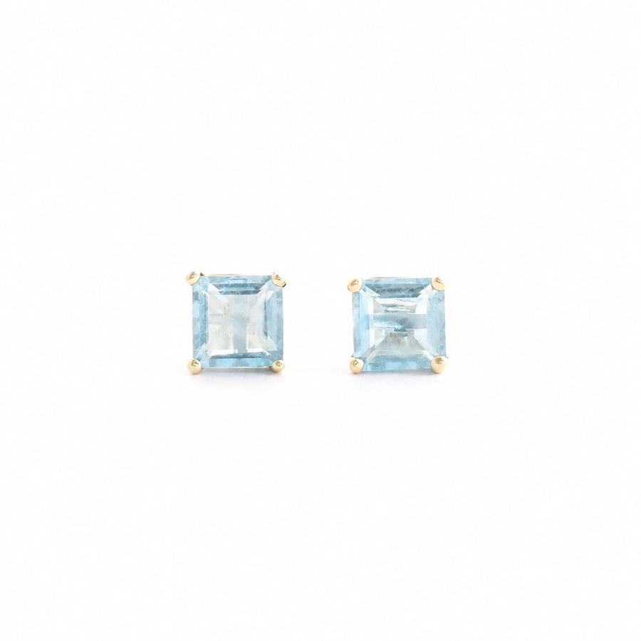 Yellow Gold Earrings Aquamarine 10K — Artemisia