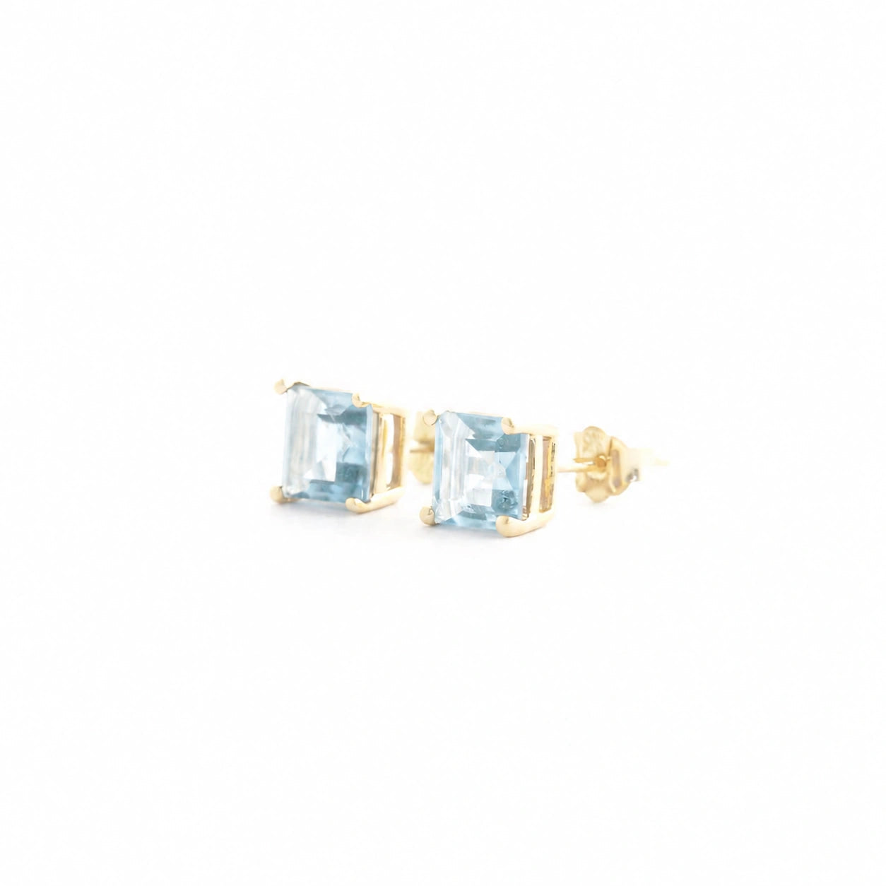 Yellow Gold Earrings Aquamarine 10K — Artemisia