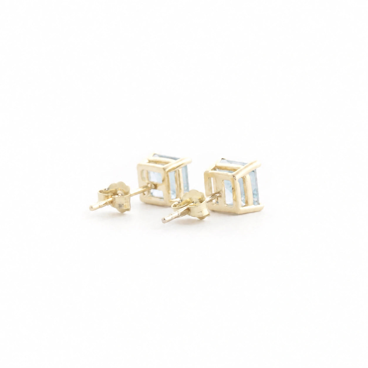 Yellow Gold Earrings Aquamarine 10K — Artemisia