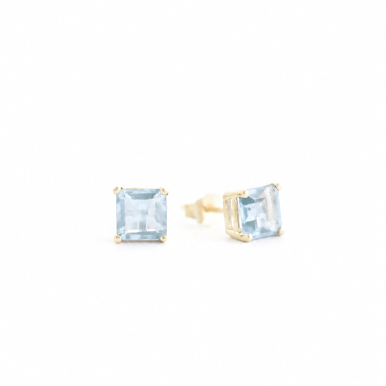 Yellow Gold Earrings Aquamarine 10K — Artemisia