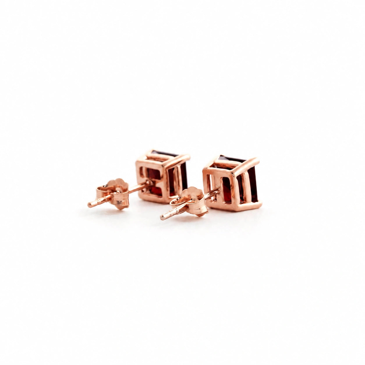 Rose Gold Earrings Garnet 10K — Artemisia