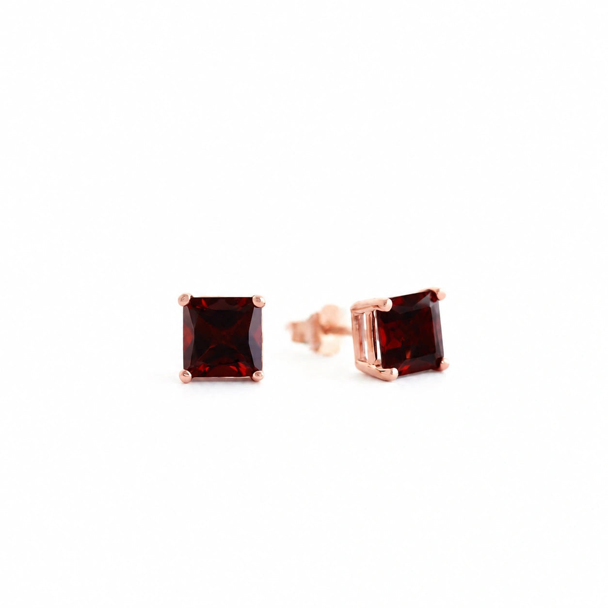 Rose Gold Earrings Garnet 10K — Artemisia