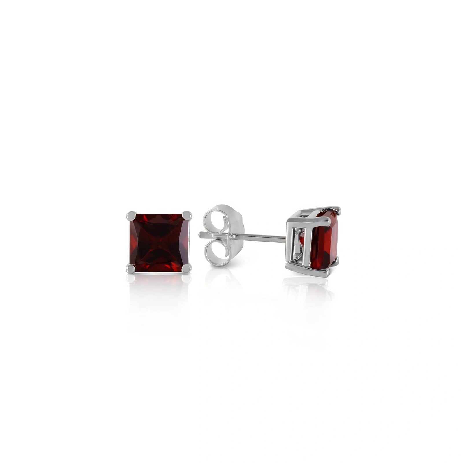 White Gold Earrings Garnet 10K — Artemisia