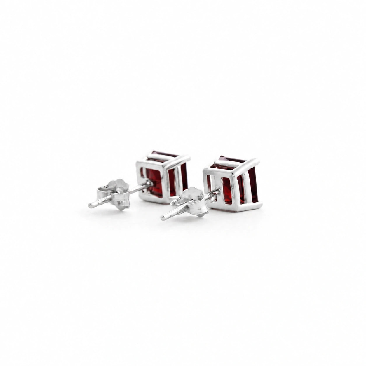 White Gold Earrings Garnet 10K — Artemisia