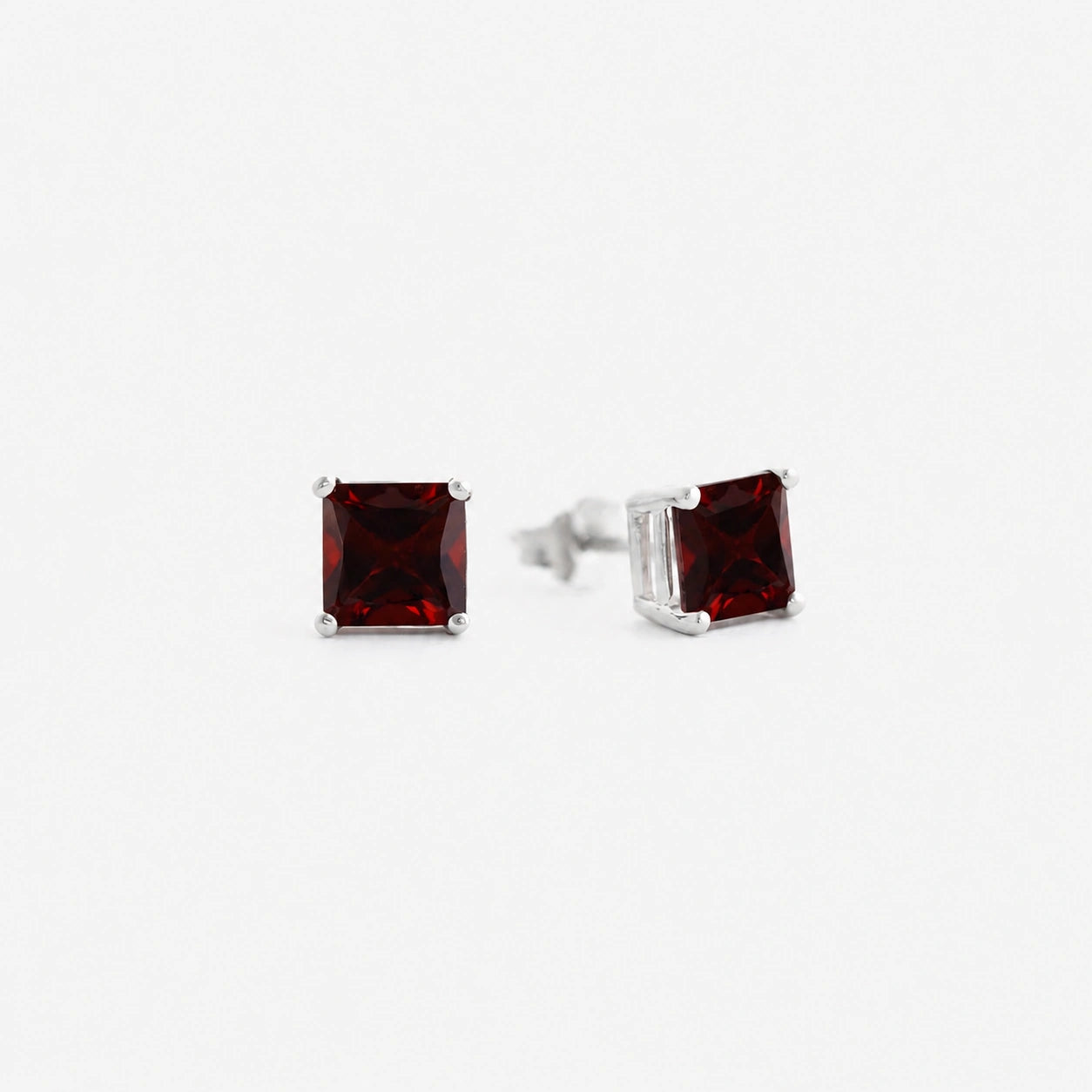 White Gold Earrings Garnet 10K — Artemisia