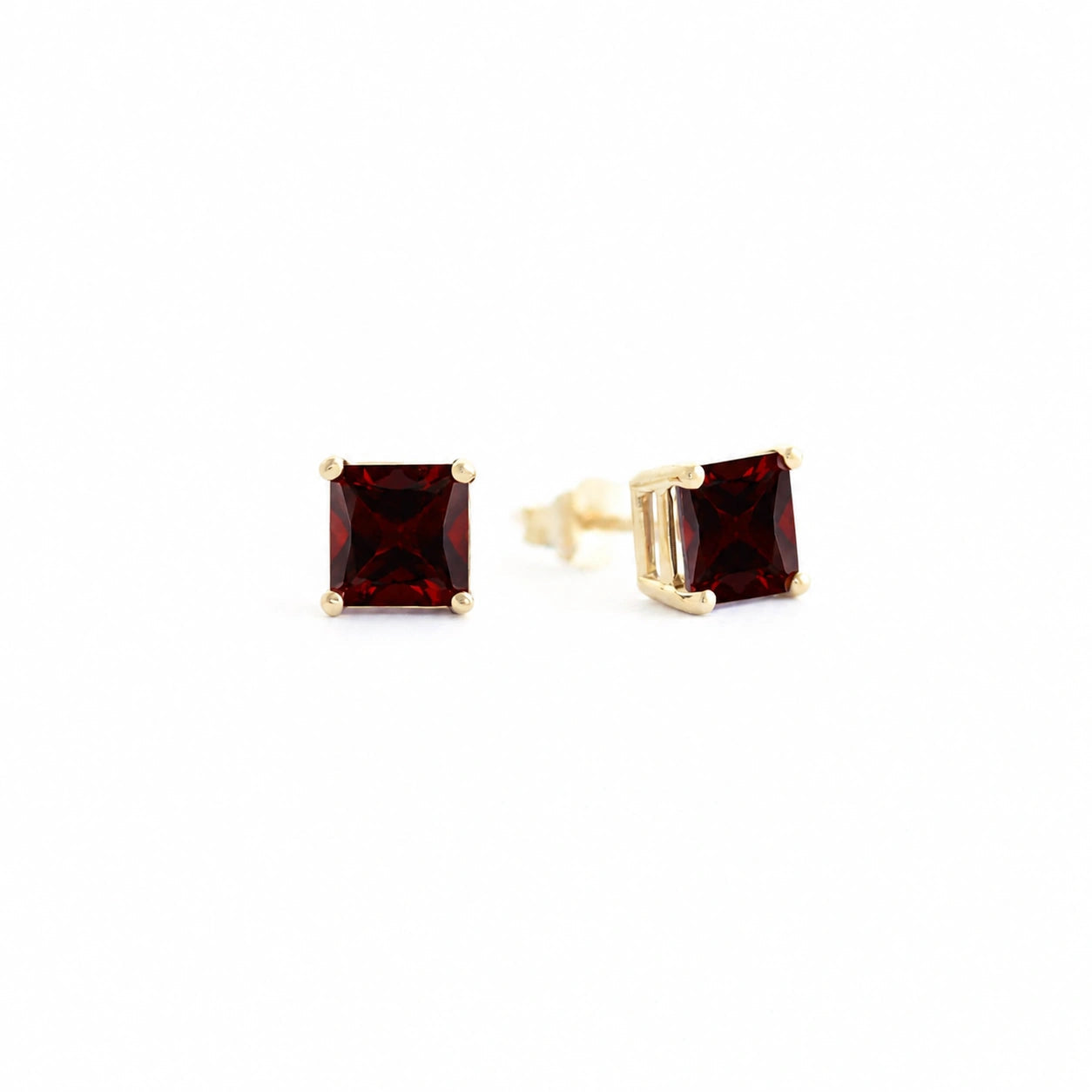 Yellow Gold Earrings Garnet 10K — Artemisia