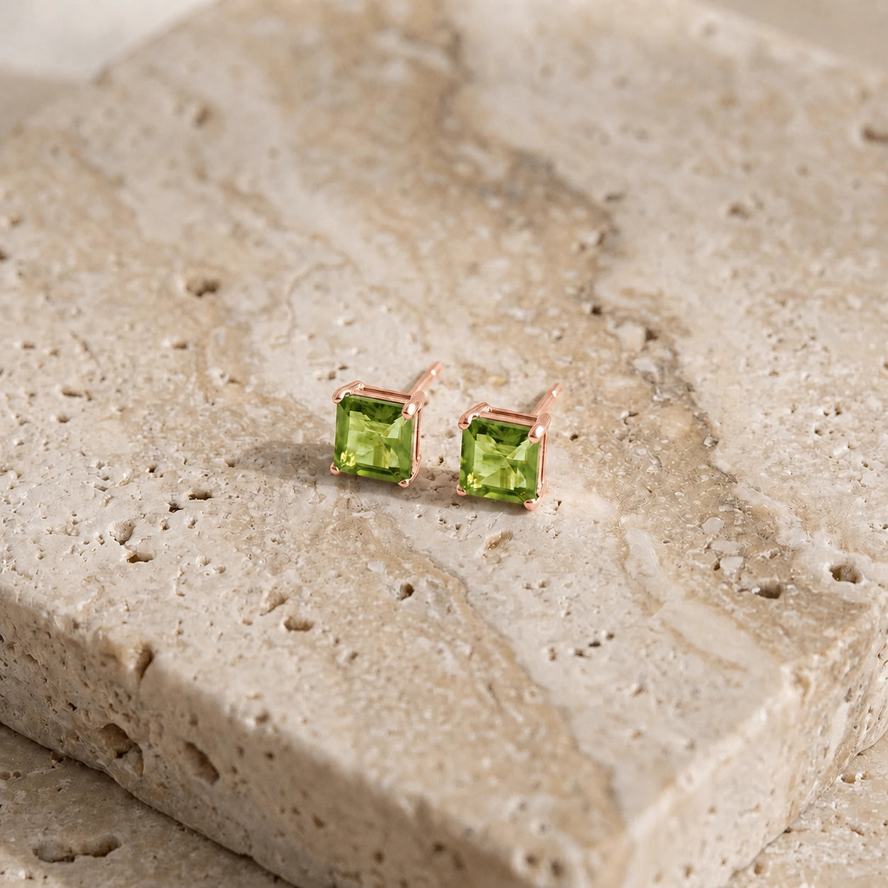 Rose Gold Earrings Peridot 10K — Artemisia